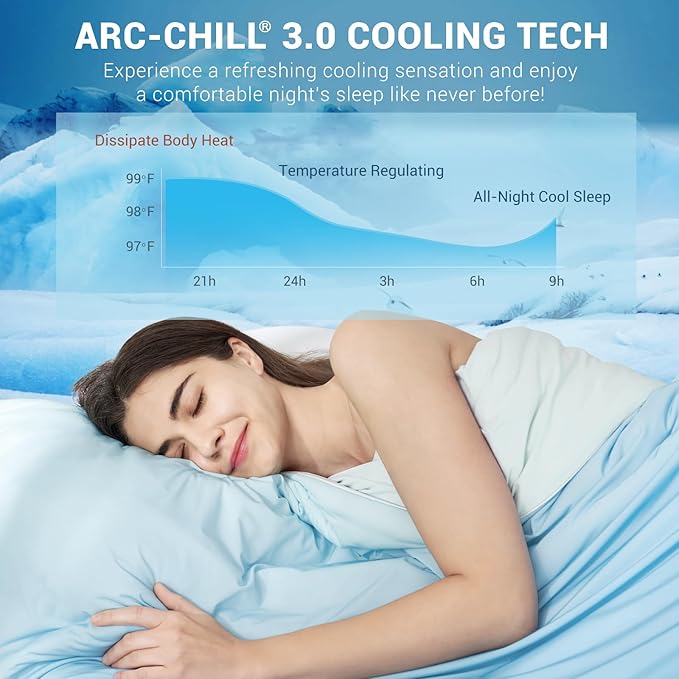Elegear Cooling Comforter King Size Absorbs Body Heat to Keep Cool, Double-Sided Cooling Blanket for Hot Sleepers Arc-Chill Cool Fabric Q-Max>0.5, Lightweight Summer Comforter Ice Blanket, Light Blue