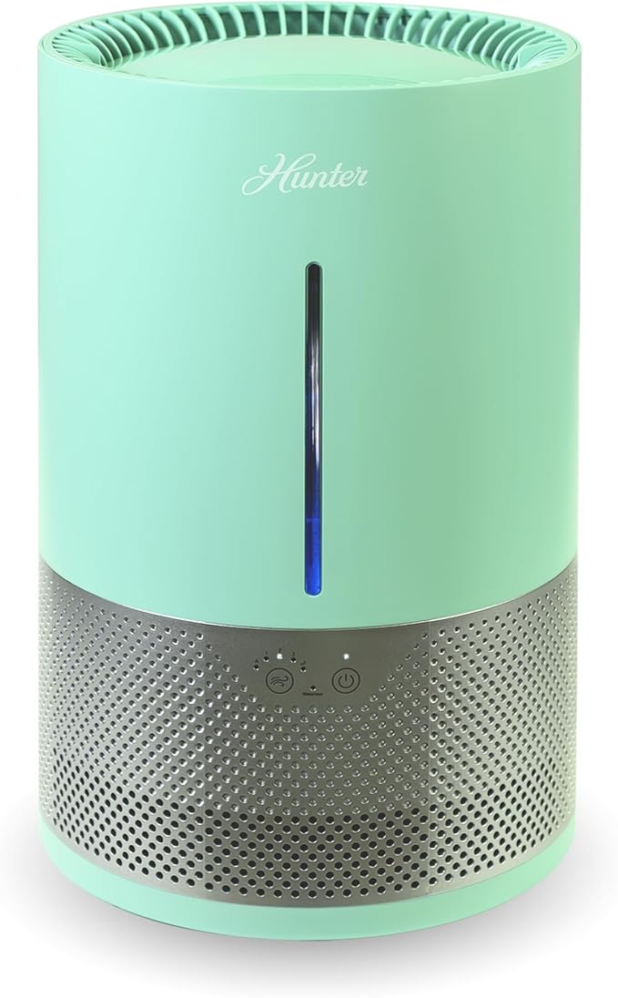 HHE150 Hunter Aspire 4.8L Evaporative Humidifier with PermaWick Filter (4.8L) - Remove Contaminants & White Dust for Clean Mist & Air – Medium Humidifier for Home, Bedroom, or Dorm - Aqua