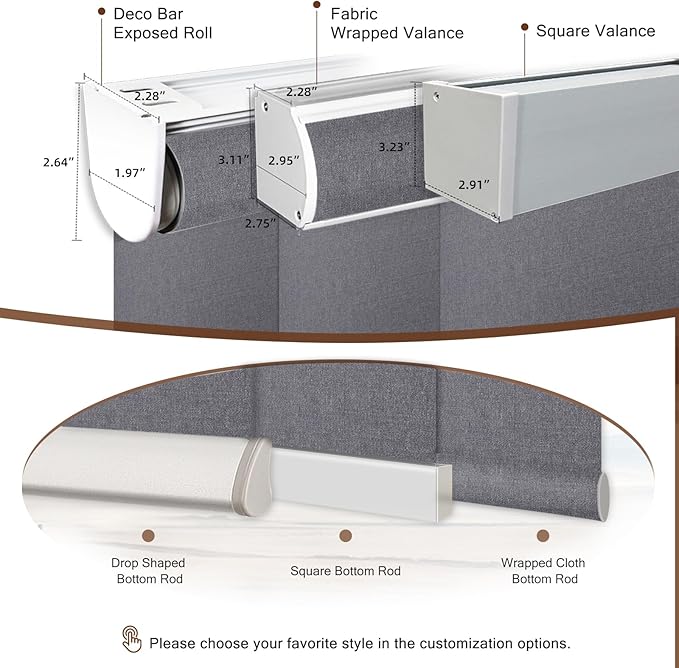 Motorized Roller Shade: Blackout, Electric Blinds, Compatible with Alexa/Google Home/Apple Homekit, Customized Size, Noir Anchor Grey