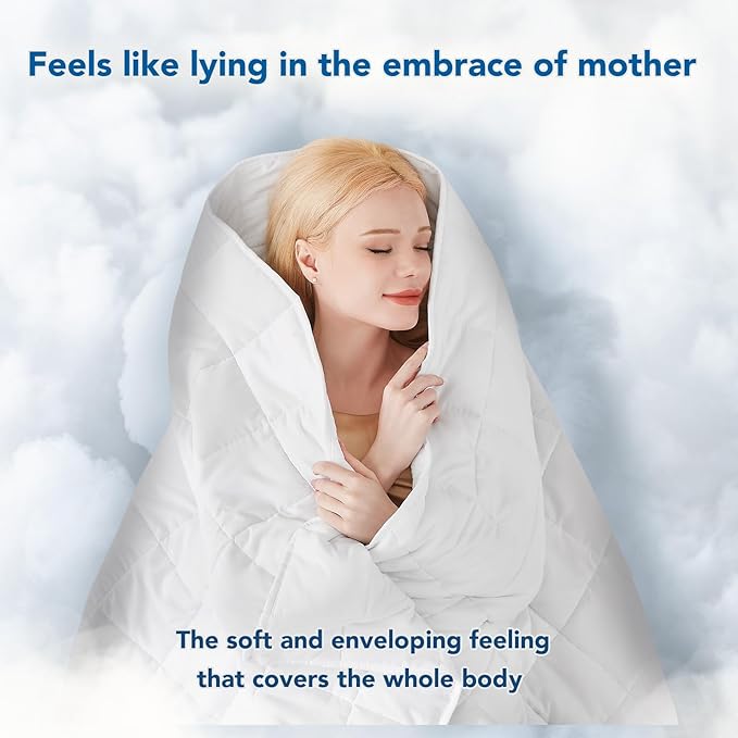 Topcee Weighted Blanket for Adults (15 lbs, 48" x 72") Twin Size Soft Cooling Heavy Blanket Sleeping, Apply to 130-160 lbs Body, Thick Breathable Blanket with Glass Bead, Easy Care
