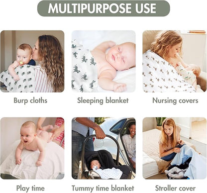 GLLQUEN BABY Receiving Blanket Boy Cotton Muslin Swaddle Blankets Girl Newborn Squares Breathable & Soft Thin Baby Blankets Cloths Double Absorbent Infant Swaddling Wrap - 6 Pack (Giraffe)