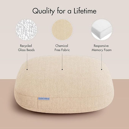 Quiet Mind Weighted Pillow for Adults 6 Lbs - Get Better Sleep - Sustainably Made and Chemical Free - Machine Washable (Small, Cashew)