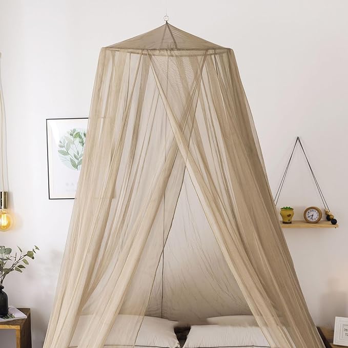 Faraday Fabric Radiation Shielding Bed Canopy Circle EMF Protection Block 5G Radiation Shielding Sleep Queen Size (Color : Brown, Size : Medium)