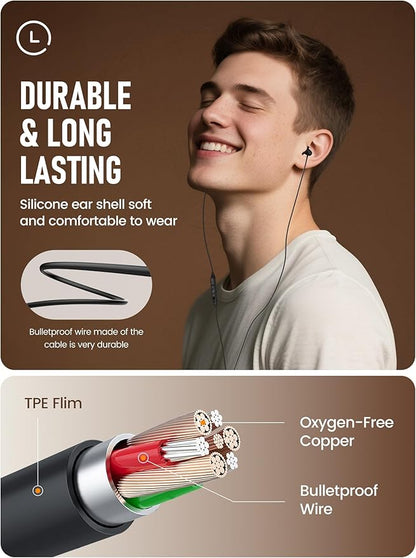 Sleep Earbuds, Hearprotek 2 Pairs Ultra Soft Lightweight Silicone Sleeping Earphone Headphones with Volume Control and mic for Side Sleeper, Snoring, Air Travel, Relaxation (Black)