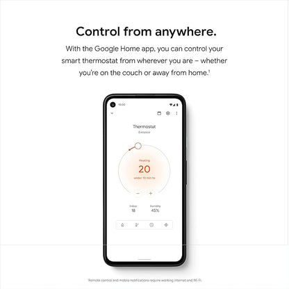 Google Nest Thermostat - Smart Thermostat for Home - Programmable Wifi Thermostat - Snow (Renewed)