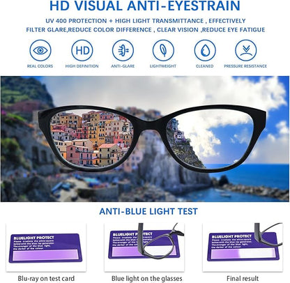 COJWIS 5 Pack Reading Glasses for Women Blue Light Blocking Computer Readers with Spring Hinge Anti Eye Strain Eyewear