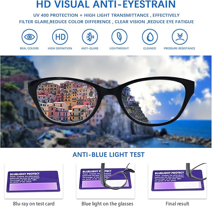 COJWIS 5 Pack Reading Glasses for Women Blue Light Blocking Computer Readers with Spring Hinge Anti Eye Strain Eyewear
