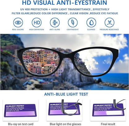 COJWIS 5 Pack Reading Glasses for Women Blue Light Blocking Computer Readers with Spring Hinge Anti Eye Strain Eyewear