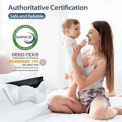 HOMCA Cervical Pillow Memory Foam Pillows - Contour Memory Foam Pillow for Neck Pain Relief, Orthopedic Neck Bed Pillow for Side Sleepers Back and Stomach