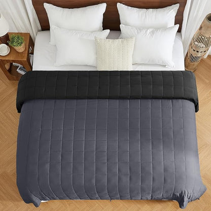 yescool Weighted Blanket for Adults (20 lbs, 88x 104”, Grey& Black) Cooling Heavy Blanket for Sleeping Perfect for 190-210 lbs, Queen Size Breathable Blanket with Premium Glass Bead, Machine Washable