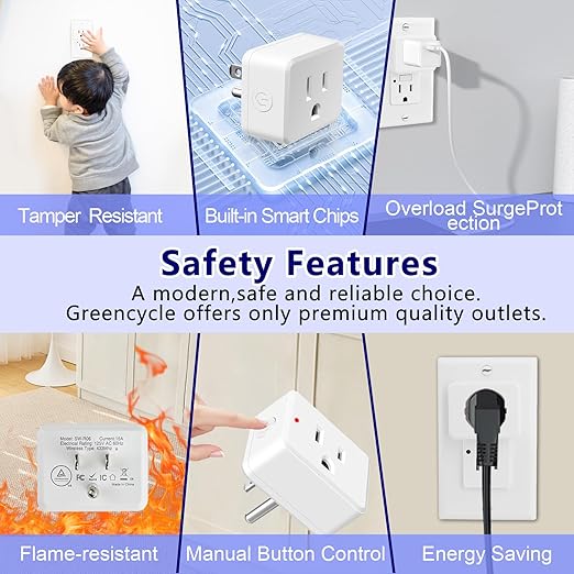Greencycle Remote Control Outlet,Wireless Light Switch and 4 Outlet Plugs,Remote Outlets Switch,No Wiring Needed,500ft Range Coverage,15A/1500W for Lamps,Fans,TV,FCC Certified, White