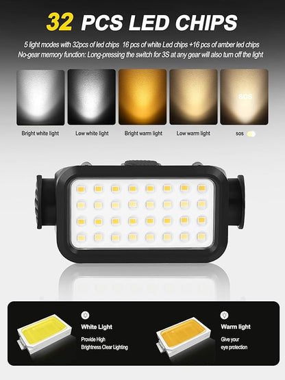 ZIDIYIRUO UTV Dome Light, Rechargeable UTV Interior Light Compatible with Polaris RZR Ranger Can-Am Pionner Talon Kawasaki, 32pcs LED Chips with 5 Kinds Modes for 1.25"-2.0" Roll Bar Mount (1 Pack)