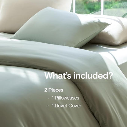 DOZ Duvet Cover Set, 100% Viscose derived from Bamboo, Organically Grown, Buttery Soft, Cooling Duvet Covers, High GSM, 1 Duvet Cover and 1 Pillowcase, 70"x90" (Sage, Twin/Twin XL)