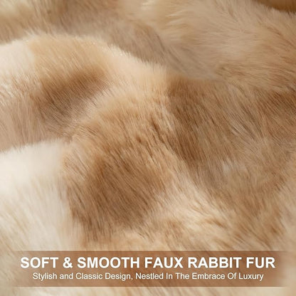 Faux Fur Heated Throw Blanket for Couch - 50"X60" Bubble Faux Fur Electric Blanket Fluffy Fuzzy Soft Thick with 6 Fast Heating Levels & 4 hrs Timer Settings, Washable & ETL Certified, Tie-Dye Beige