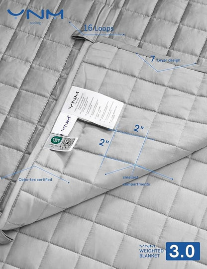 YnM Exclusive Cooling Weighted Blanket with Bamboo Viscose, Smallest Compartments with Glass Beads, Bed Blanket for One Person of 140lbs, Ideal for Twin/Full Bed (48x72 Inches, 15 Pounds, Light Grey)