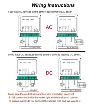 WiFi Smart Switch Light Switch, Compatible with Alexa/Google Home, APP Remote Control, Voice Control, DIY Mode, Timer Function, LAN Control, No Hub Required, 2 Way 16A(4 Pack)