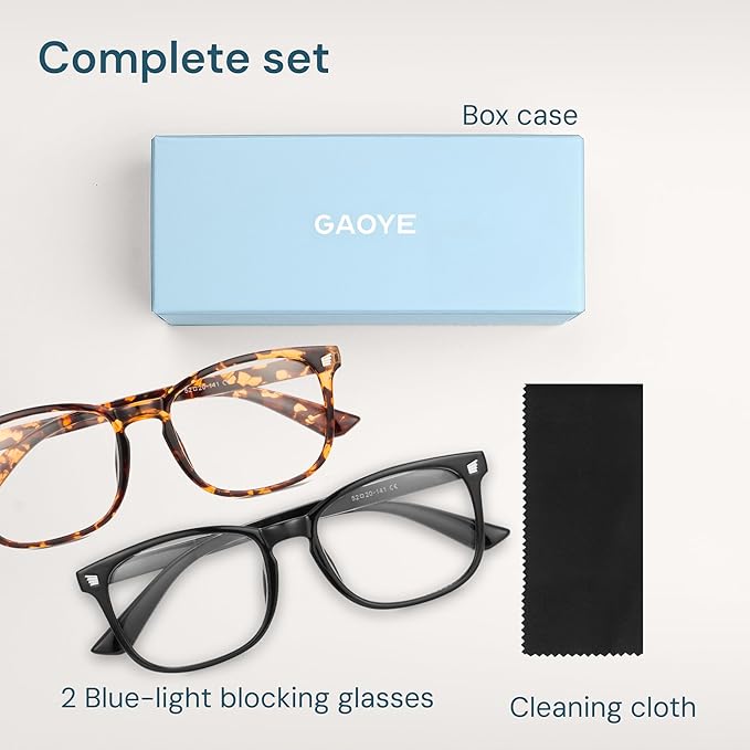 Blue Light Blocking Glasses - Fashion Square Eyeglasses, Anti UV Ray Computer Gaming Glasses Blue Blockers for Women/Men