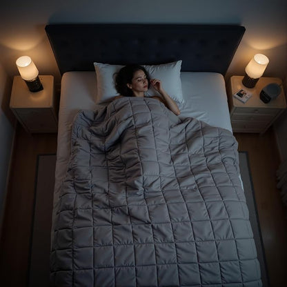 Weighted Blanket for Adults(48" x 72",15lbs,Grey) Queen Size Soft Cooling Heavy Blanket for Sleeping,Breathable Blanket with Glass Bead Perfect for 120-160 lbs,All Season,Machine Washable.