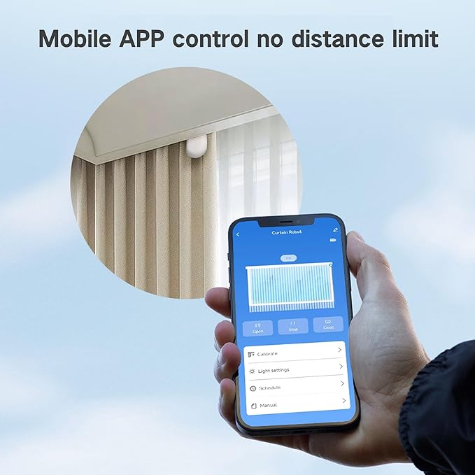 Smart Automatic Curtain Opener and Closer, Zigbee Curtain Robot with App, Voice, Remote Control for U/T Rails Compatible with Alexa, Google Home, Tuya, Smart Life APP