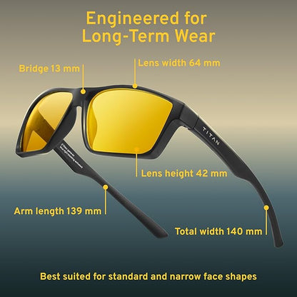 Titan Gaming Glasses, Blue Light Blocking, Night Driving Glasses for Men, Computer Protection Christmas Gift for Gamers
