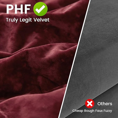 PHF Truly Velvet Pillowcases Standard Size, No Insert, 2 Pack Ultra Soft Breathable Pillow Shams Covers with Envelope Closure, 20" X 26" Luxury Cozy Warm Fuzzy Flannel, Wine Red