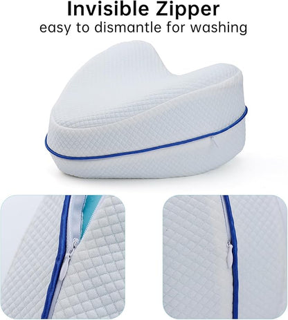 Upgrade Invisible Zippered Pillow Cover Compatible with Contour Legacy Knee Pillow,Anti-Pilling and Washable Legacy Leg and Knee Foam Support Cover Only (White)
