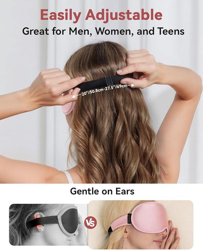 3D Weighted Sleep Mask for Women: 100% Light Blocking - Night Shift Nurse Essentials, Road Trip Travel & Long Flight, College Dorm Essentials for Girls - Lash-Friendly, Zero Eye Pressure, Pink