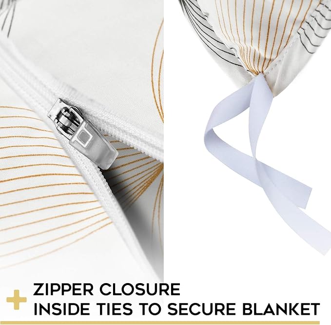 YnM Exclusive Cooling Duvet Cover for Weighted Blankets with 16 Strings (Khaki Flower, 80"x87")