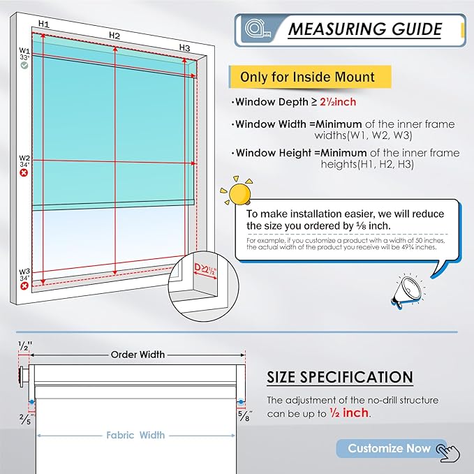Motorized Blinds with Remote, No Drill No Tools Automatic Roller Shades, Blackout Electric Blind for Indoor Windows, Light-Filtering Smart Blinds, Rechargeable, Customized Size Color