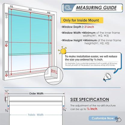 Motorized Blinds with Remote, No Drill No Tools Automatic Roller Shades, Blackout Electric Blind for Indoor Windows, Light-Filtering Smart Blinds, Rechargeable, Customized Size Color