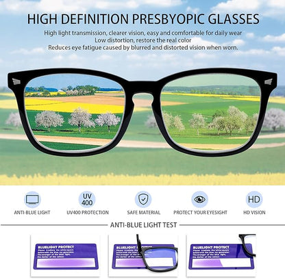 VIDEBLA 5 Pack Blue Light Blocking Reading Glasses,Spring Hinge Readers for Women Men,Anti UV Ray Filter Nerd Eyeglasses