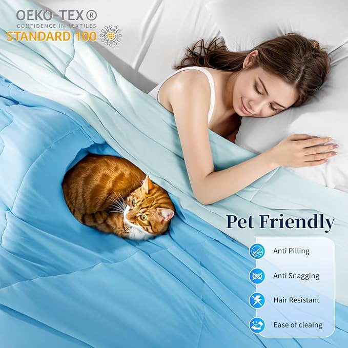 Rwlvpe Cooling Comforter Queen Size, Double-Sided Cooling Blanket for Hot Sleepers Night Sweats, Summer Comforter for Queen Size Q-Max>0.45 Ice Blanket Breathable Soft Lightweight Comforters, 90"x90"
