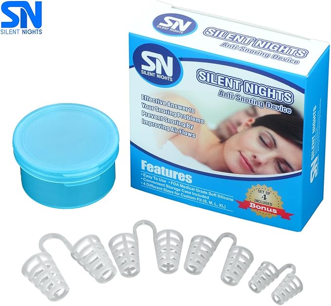 Best Anti Snoring Device - Stop Snore Solution - Sleep Better Aids - Anti-Snore Remedy Devices - 4 Nose Vents Nasal Dilator - Breathing Sleeping Relief