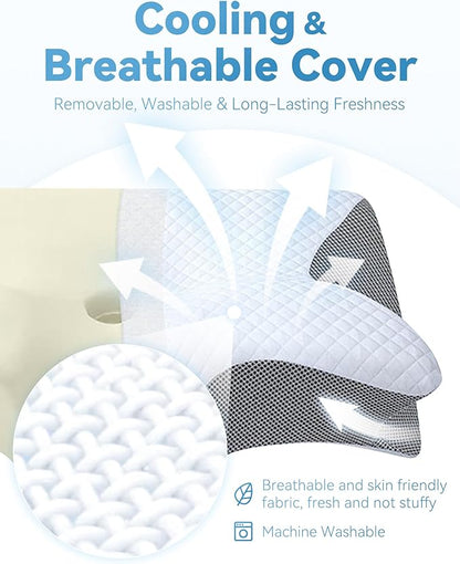 Official Pillow for Sleep Apnea, 15° Neck Elevation Design Odorless Orthopedic Cervical Neck Traction Pillows, Memory Foam Contour Pillow Snoring,Sleep Apnea Pillows for Sleeping, Hollow Design(Black)