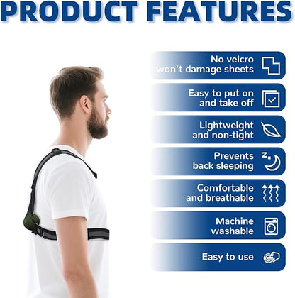 Sleep Position Trainer, Adjustable Side Sleeping Position Training Vest, Includes Balls to Prevent Sleeping on Back - Change Sleeping Position on Your Back or Improve Your Breathing