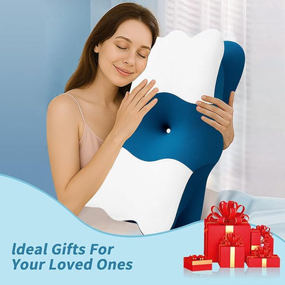 Cervical Neck Pillow for Sleeping - Ergonomic Pillow for Neck Pain Relief - Memory Foam Pillows with Cooling Pillowcase, Orthopedic Contour Neck Support Pillow for Side, Back and Stomach Sleepers