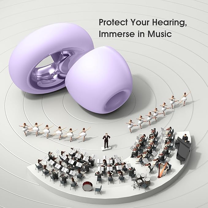 Ear Plugs for Sleeping Noise Cancelling, Reusable Silicone Ear Plugs for Noise Reduction, Soft Hearing Protection with 8 Ear Tips for Concerts, Work, Shooting, and Travel (Light Purple)