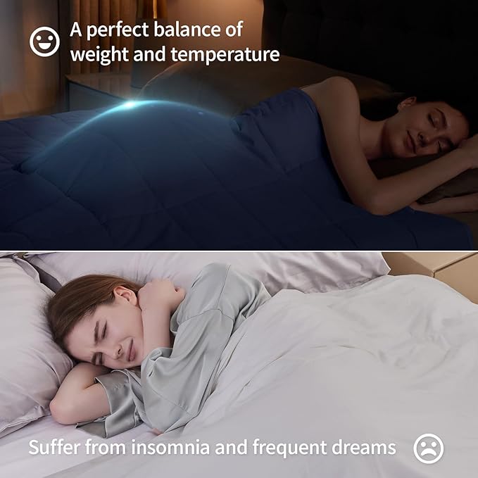 Weighted Blanket Queen Size (60"x80" 17lbs),Ultra Soft and Cozy Cooling Weighted Blanket Queen Size for Adult,Heavy Blanket with Machine Washable Soft Blanket, Blue