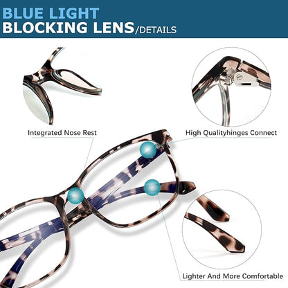 Blue-Light Blocking Glasses Computer Reading/Gaming/TV/Phones Glasses Fashion Anti Eyestrain UV Glasses for Women Men（B4 Gray + Douhua）