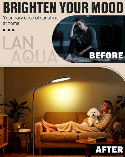 Light Therapy Lamp, 11000 Lux UV-Free Happy Therapy Lamp with Touch & Remote Control, Full Spectrum Sunlight Lamp with 10 Brightness & 3 Color Temperatures, Light Therapy Floor Lamp with Timer