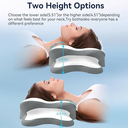 Sleep Apnea Pillow with Neck Pain & Snoring Relief -Orthopedic Cervical Pillow, Ergonomic Contour Memory Foam for Side, Back,Stomach Sleepers, Medium Firm Support(White, Queen Size)