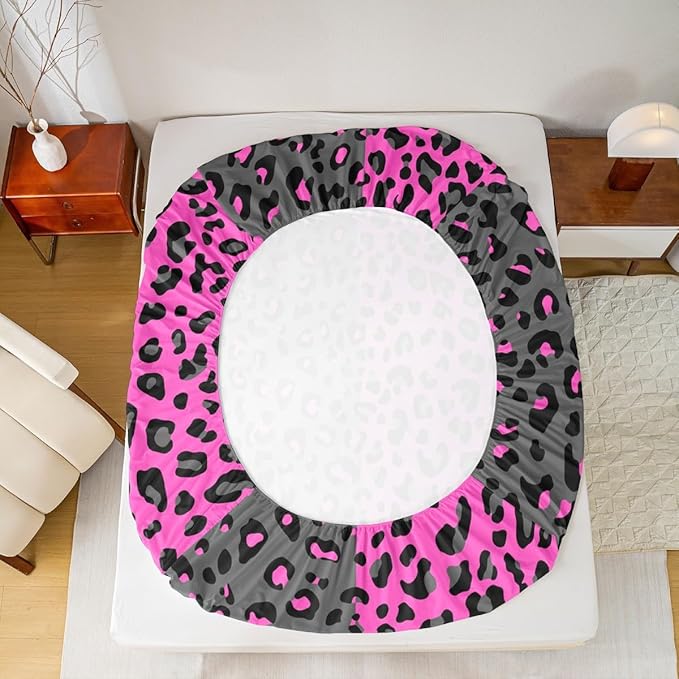 Manfei Leopard Print Sheet Set Twin Size Cheetah Bed Sheet Set 3pcs with Deep Pocket Fitted Sheet + Flat Sheet + 1 Pillowcase Black and Purple Animals Soft Bedding Set for Kids Teens Boys Girls