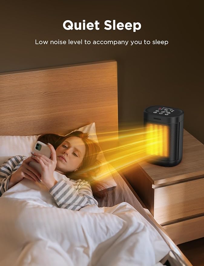 1500W Space Heater for Indoor Use, 2S Fast Heating, Electric Ceramic Heater with Thermostat, 24H Timer, Overheat & Tip-over Protection, for Office Bedroom Use