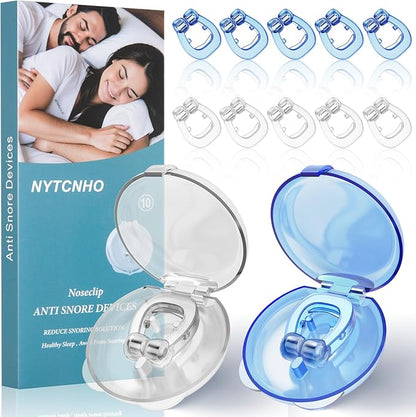 Anti Snoring Device-Magnetic Anti Snore Nose Clip,Silicone Stop Snoring Solution,Reusable Sleep Aid,Snore Stopper,Nasal Snore Clip for Better Sleep (Blue+White)