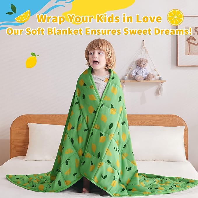 anfie Weighted Blanket Kids(40"x60" 7lbs) Weighted Blanket Cooling Blanket for Sleeping,Throw Size Breathable Blanket with Premium Glass Bead(Lime Green)