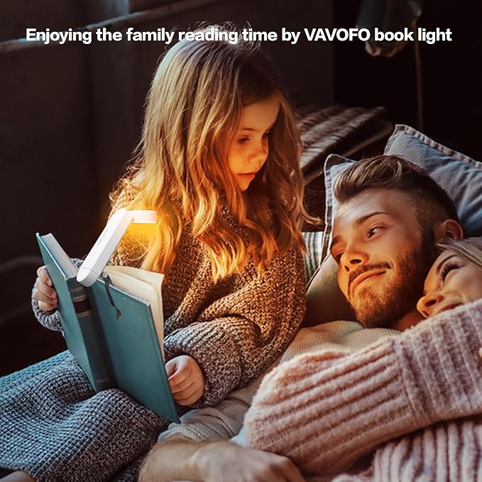 VAVOFO USB Rechargeable Bookmark Reading Light, Blue Light Blocking Amber LEDs for Bedtime Reading - Clip On, 9 Lighting Modes