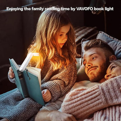 VAVOFO USB Rechargeable Bookmark Reading Light, Blue Light Blocking Amber LEDs for Bedtime Reading - Clip On, 9 Lighting Modes