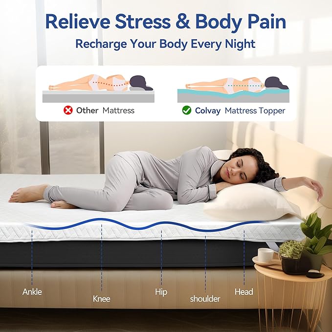 3 Inch Gel Memory Foam Mattress Topper Twin Size for Back Pain, Cooling Mattress Pad Bed Topper with Removable and Washable Bamboo Cover, CertiPUR-US & Oeko-Tex Certified – White