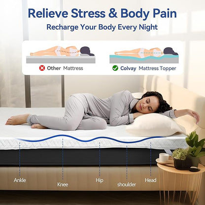 3 Inch Gel Memory Foam Mattress Topper Twin Size for Back Pain, Cooling Mattress Pad Bed Topper with Removable and Washable Bamboo Cover, CertiPUR-US & Oeko-Tex Certified – White