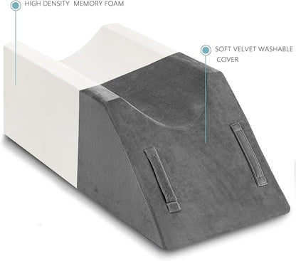 UBBCARE Leg Elevation Pillow for Leg/Knee Surgery Recovery, Memory Foam Leg Pillow with Velvet Washable Cover, Grey